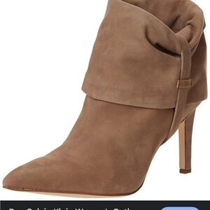 Calvin Klein Bethany kid  beige suede pointy toe buckle detail boot size  8.5